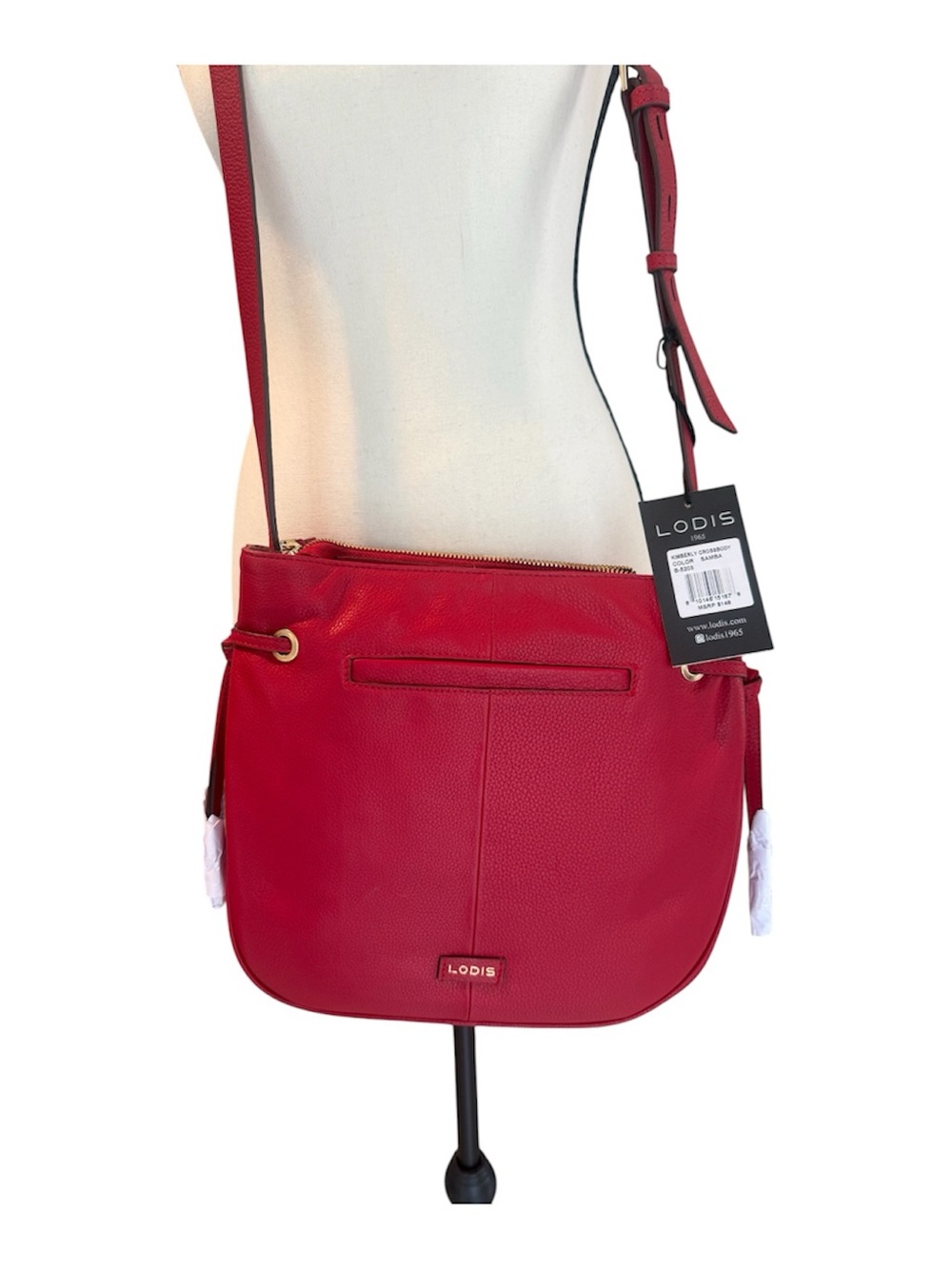 Lodis Red Leather Crossbody Bag with Adjustable Strap